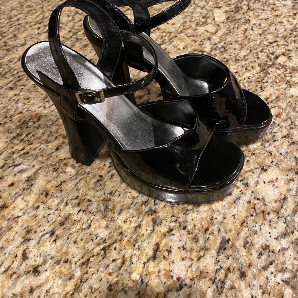 Black five inch heels